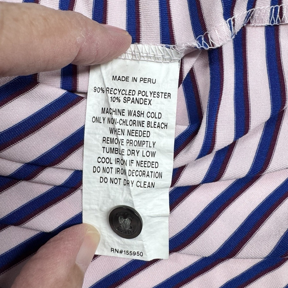 Greyson Polo Shirt Sz XL Golf Performance Knit Collar Pink Blue Striped Stretch - Picture 12 of 13
